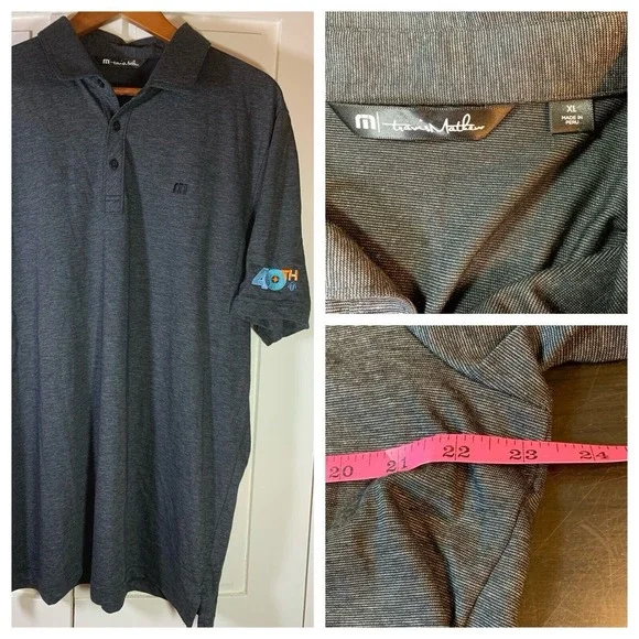 Travis Mathew Polo Shirt Mens XL Golf Pima Gray Embroidered Preppy Casual‎ Club