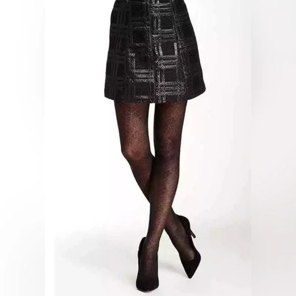 NWT Spanx Star Power Center Stage Patterned Shaping Tights Black Size A