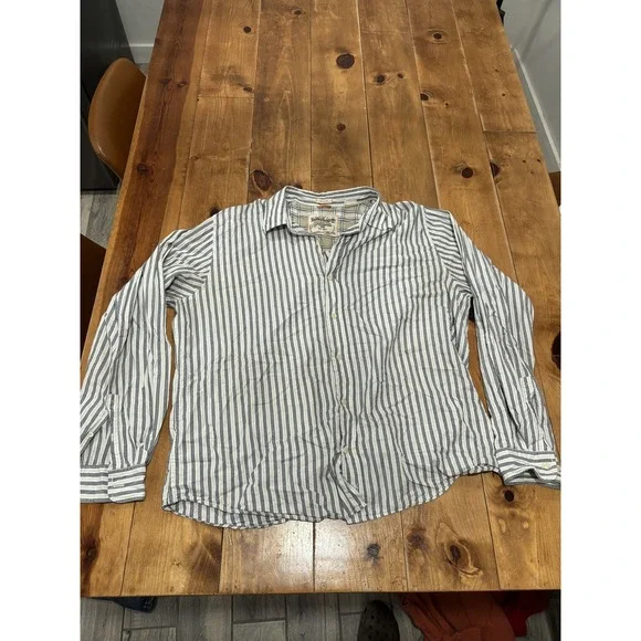 Timberland Men's XXL Classic Fit Long Sleeve Striped Button-Down Shirt White