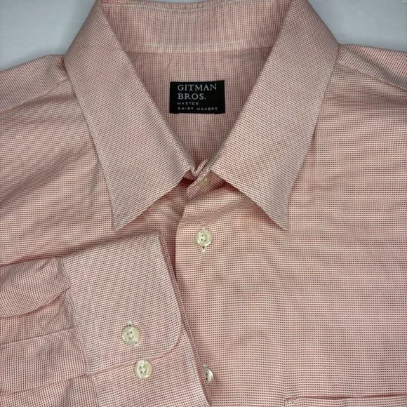 Gitman Bros Men's 2XL Pink 100% Cotton Check Button Down Long Sleeve Dress Shirt