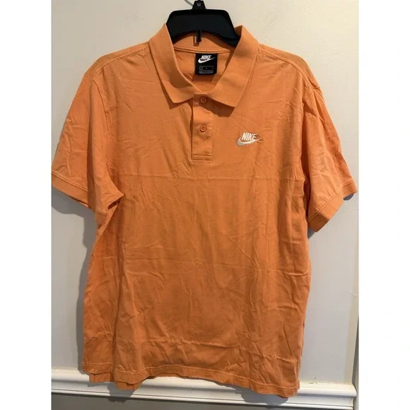 Nike Polo Mens Large Orange‎ Cotton Short Sleeve Shirt Sportswear
