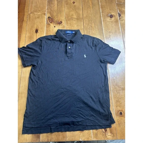 Polo Ralph Lauren Men's Black Pima Soft Touch Polo Shirt Size L Short Sleeve