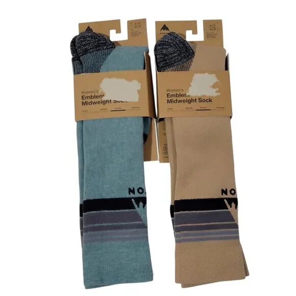 Burton‎ Ski Socks Womens Size S/M (4-6.5) Emblem Midweight 2 Pair Winter Hiking