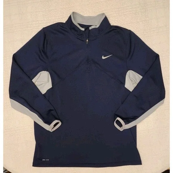 Nike‎ Pullover Mens XL Blue Dri-Fit Long Sleeve Quarter Zip Athletic Training