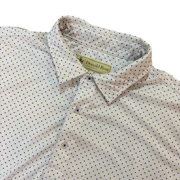 Donald Ross Sportswear Mens Blue Star Print‎ Performance Golf Polo Shirt Large