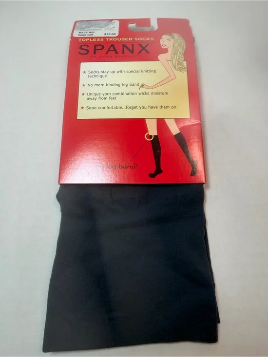 BNWT SPANX TOPLESS TROUSER SOCKS NAVY RIB FULLER CALF