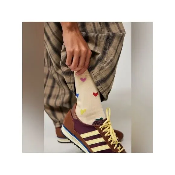 BAGGU Heart Cream Heart Pattern Socks