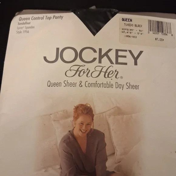 Vintage 90s NOS Jockey For Her Queen Control Top Pantyhose Tuxedo Black‎ Queen