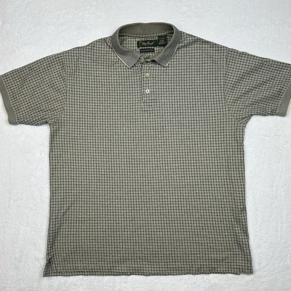 Palm Beach Resort‎ Men's Double Mercerized Polo Rugby checkered Pattern Sz M