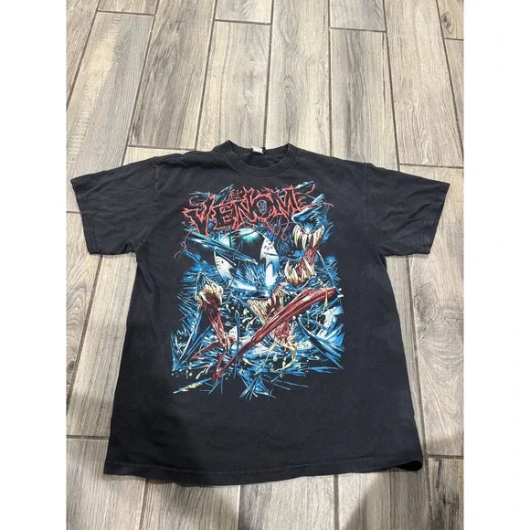 Vintage Marvel Venom Mad Engine T-Shirt Men's Black Graphic Tee Short Sleeve