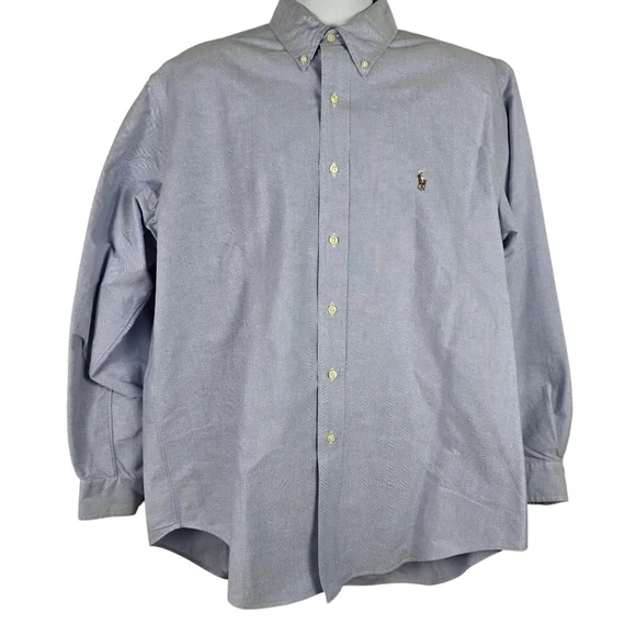 Ralph Lauren Men's Yarmouth Classic Blue 100% Cotton Button Down Shirt Size 16.5