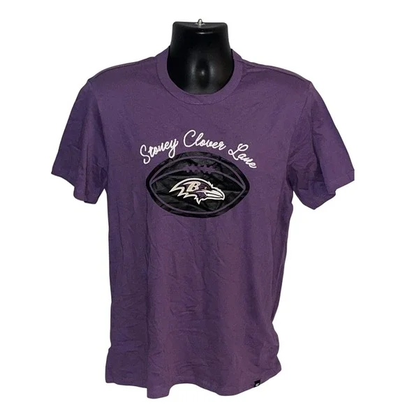 Stoney Clover Lane Baltimore Ravens Purple Football‎ Graphic Tee Mens L NWT