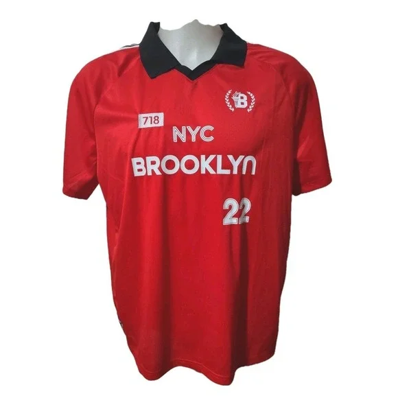 Brooklyn‎ Cloth Jersey Large NYC 718 Red Soccer Athletic Streetwear Gorp Core 22