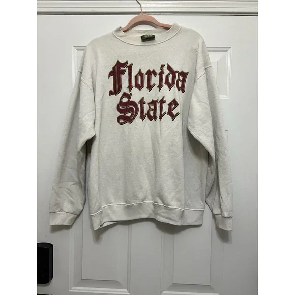 Vintage 80s Grass Rags Florida State Seminoles FSU Sweatshirt One Size White‎