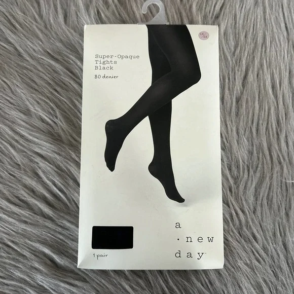 A New Day‎ Super Opaque Tights Womens 1X/2X Black 80 Denier