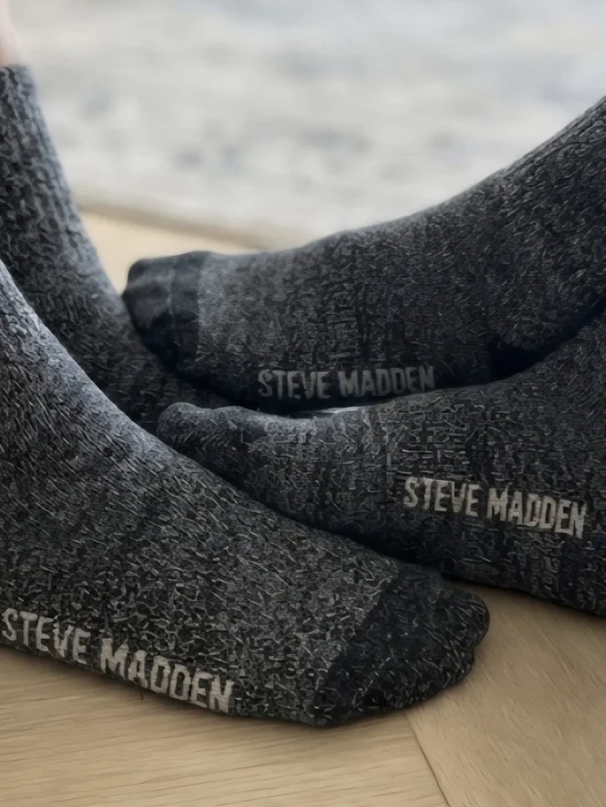 Steve Madden Gray Blacm Crew Socks - 2 Pack EUC Women's Size US 4-9