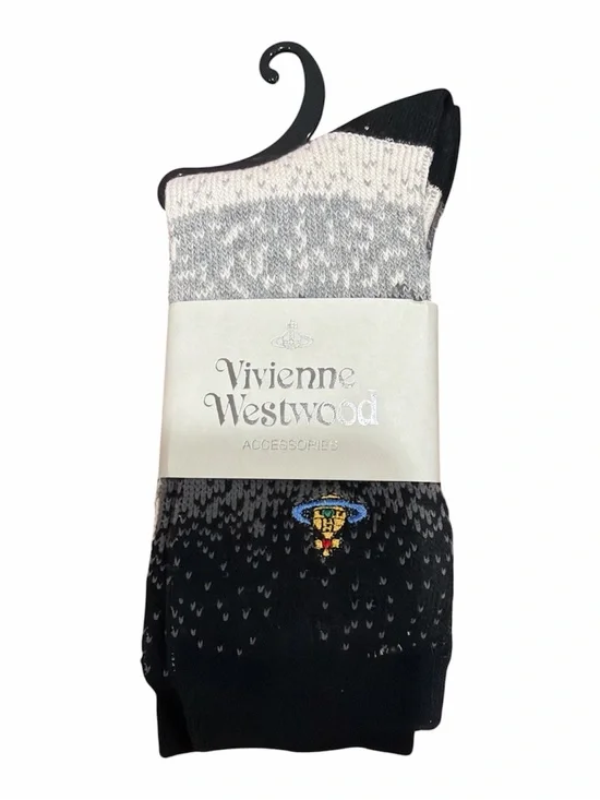 Vivienne Westwood Black, Gray & White Patterned Women's Socks