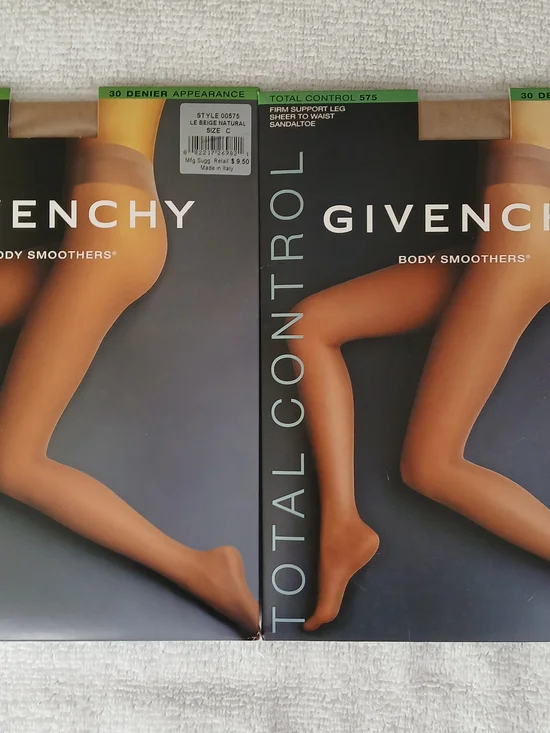 Givenchy Total Control 30 Denier Sheer-Beige Natural Lot of 2 Nylons 