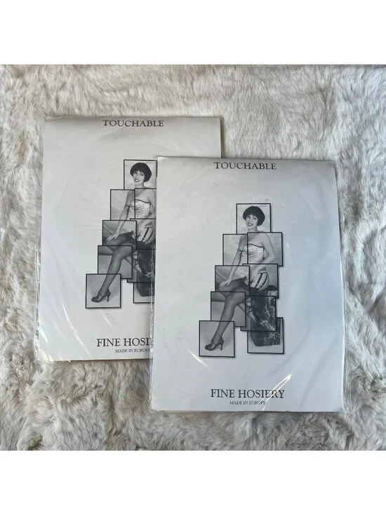 Vtg 2 Pairs Touchable Fine Hosiery Stockings-Ups For Women In Natural Sz Small