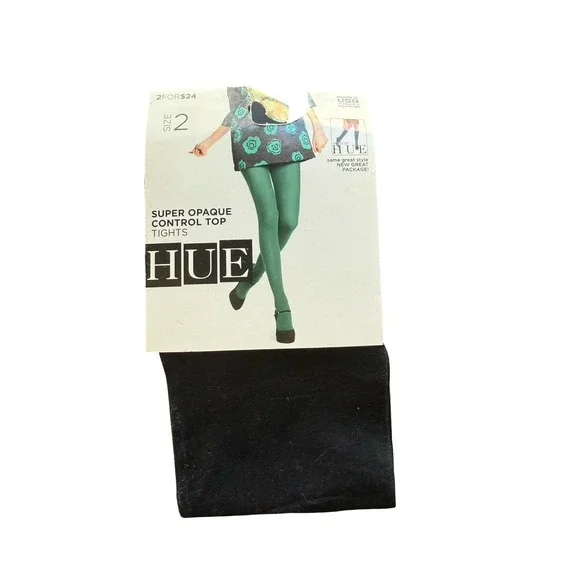 Hue Super Opaque Tights with Control Top Womens Size 2 Black‎