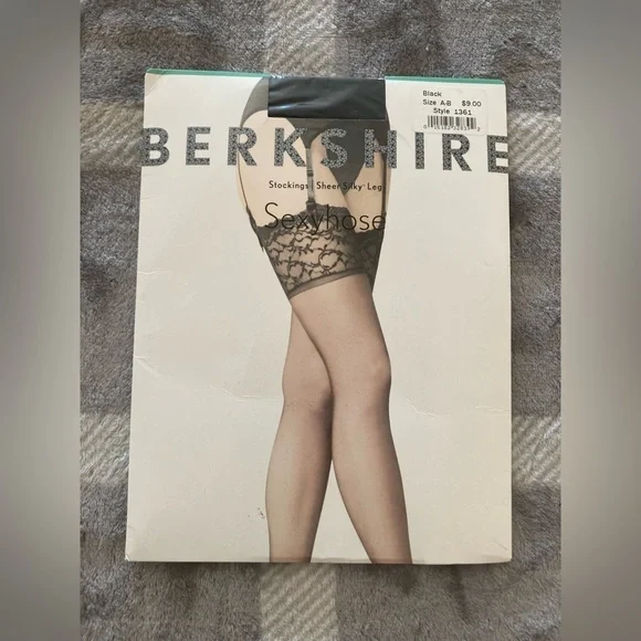 Vintage Berkshire Sexyhose Black Sheer Stockings Thigh Highs AB NIB