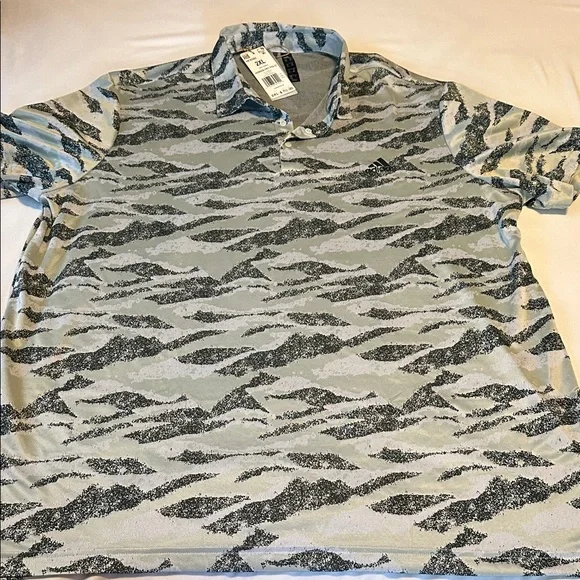 adidas Gray and Black Patterned Polo Shirt