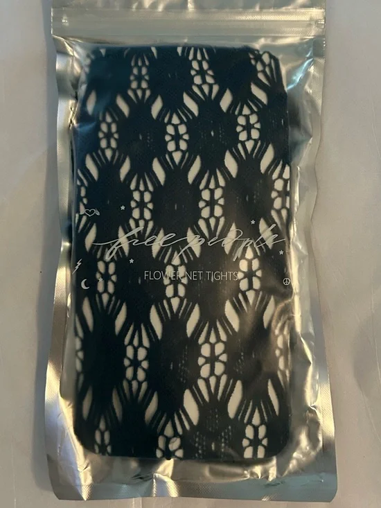 Free People Black Floral Net Tights