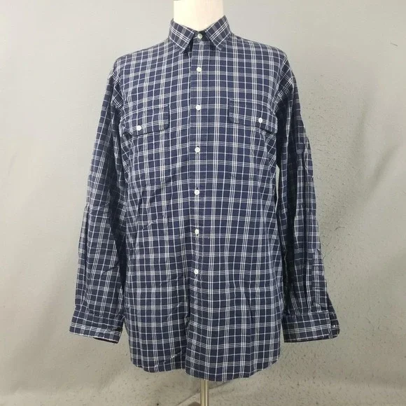 Polo Ralph Lauren Shirt Mens Large Blue Plaid Whitfield Button Down Casual