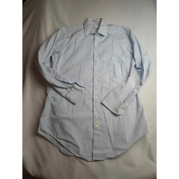 Geoffrey Beene Mens Light Blue Button Down Dress Shirt 15.5 32/33 Long Sleeve
