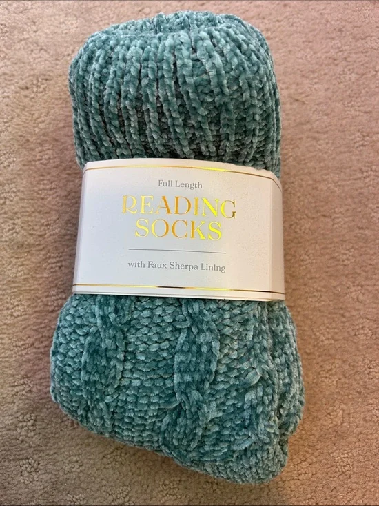 Reading Socks with Faux Sherpa Lining - Teal