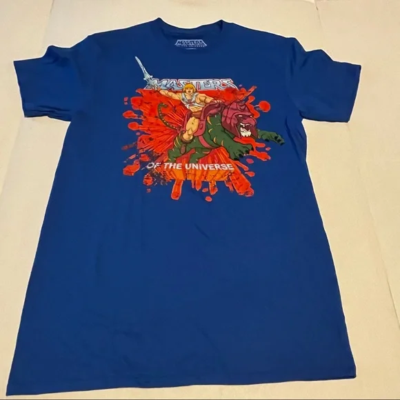 Masters of the Universe He-Man Men SZ‎ Small Blue Short Sleeve Shirt 80s Cartoon