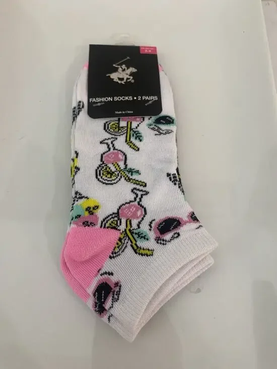 2 pair women's Drink And Ice Cream, Sunglasses And Stripes Socks Size 5-9