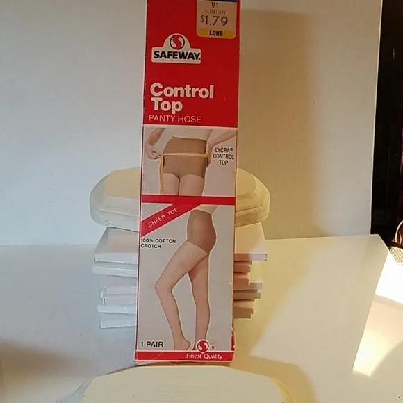 VINTAGE Safeway Control Top Pantyhose Suntan