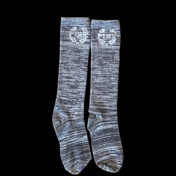 PINK Victoria’s Secret Gray Marled Tube Socks NWOT Crew Athletic Logo