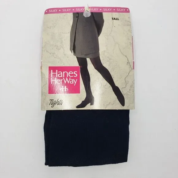 Vintage Hanes Her Way Silky Tights Navy Blue Tall Pantyhose 1996 Olympics NOS