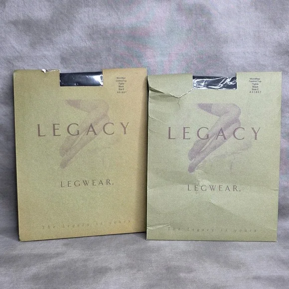 Lot Of 2 Legacy Legwear Microfiber‎ Control Top Tights BLACK Sz E-Package Damage