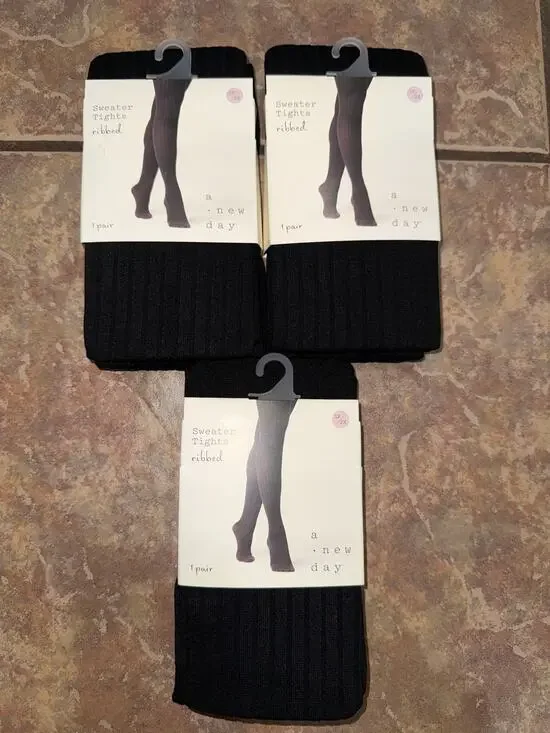 [Lot of 3] A New Day Ribbed Black Sweater Tights 1X/2X Cozy Winterwear