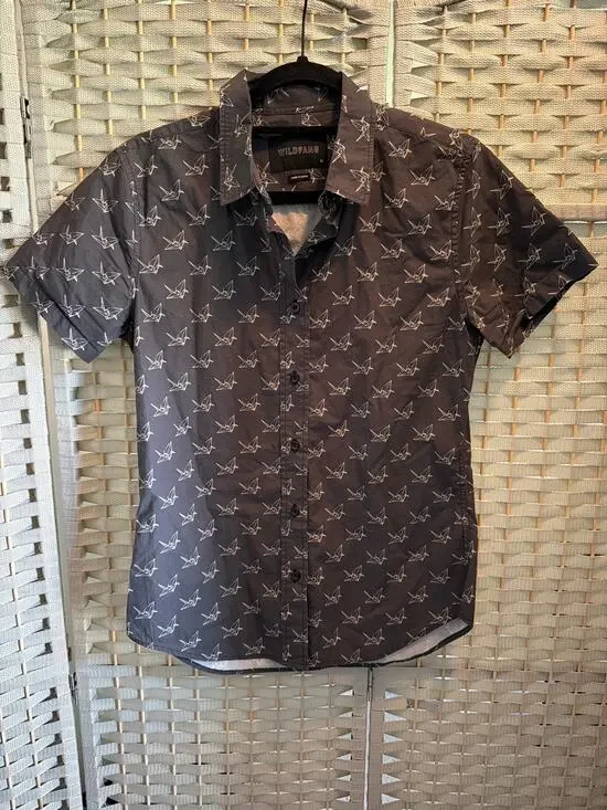 Wild Fang Classic Collar Short Sleeves Polo Shirt Men's Black XS Button Up