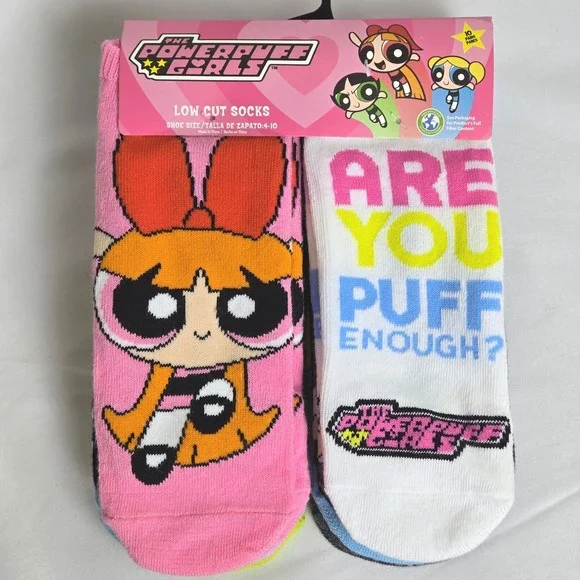Powerpuff‎ Girls 10-Pack Low Cut Socks Fits Shoe Size 4-10 New