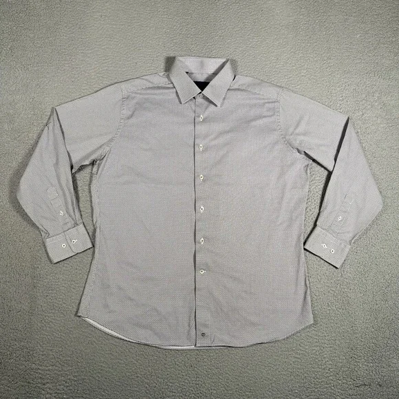 David Donahue Shirt Mens 17.5 34/35 Trim Fit Casual Preppy Dress‎ Cotton Logo