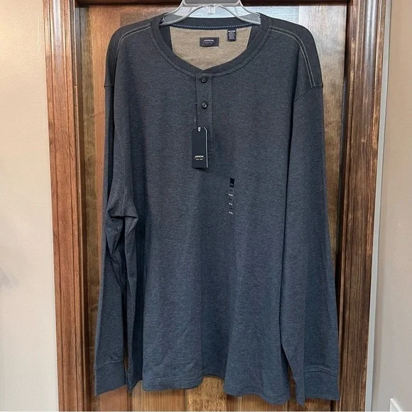 Men's Henley Pullover‎ LS 3 Button Henley Carbon Heather NWT Sz XXL
