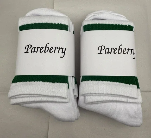 Classic Triple Stripes Soft Cotton on the Calf Retro White/Green Tube Socks READ