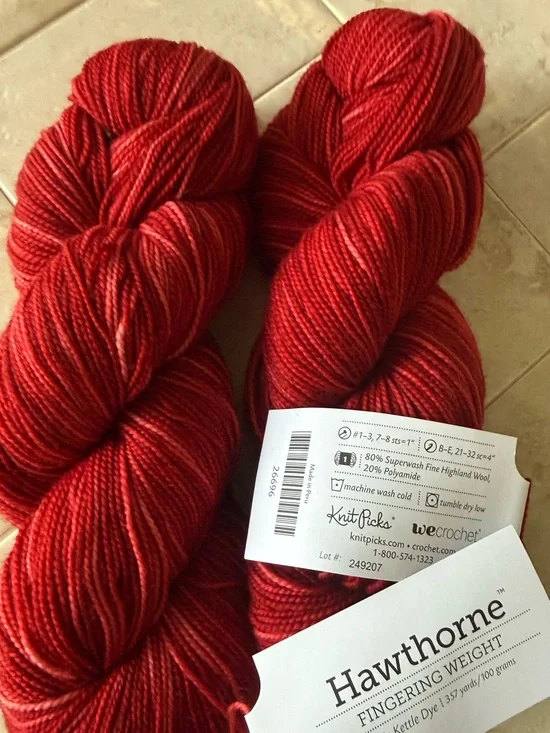 Hawthorne Fingering Weight Yarn - Vibrant Red / Picnic