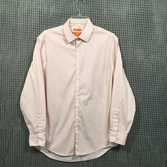 Egara Mens Extreme Slim Fit Stretch Dress Shirt Pink Geometric 16 32-33