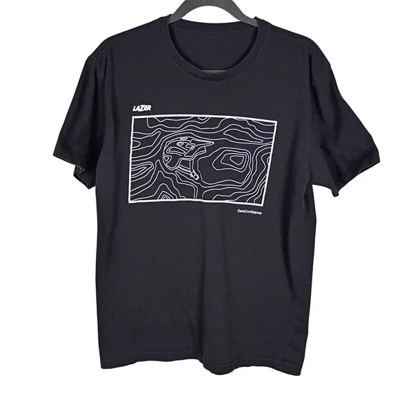 Lazer Core Confidence Mens Black Topographic Graphic T-Shirt Large Cycling Tee