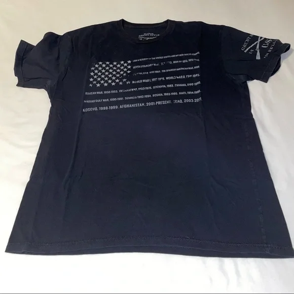 Men's Black Graphic Flag T‑Shirt