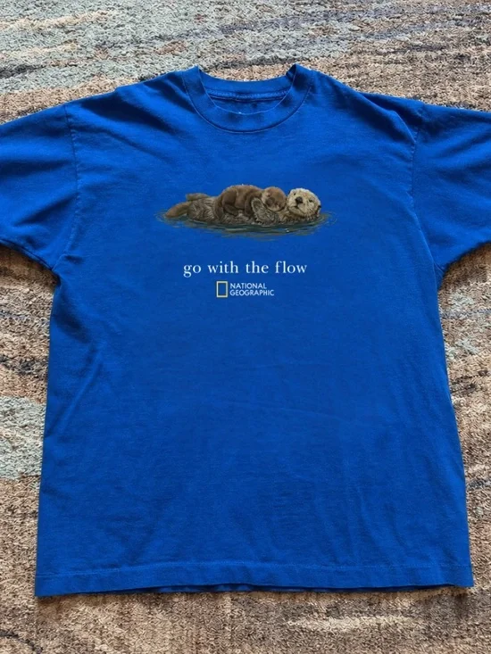 Geographic 'Go With the Flow' Blue Otter Graphic T-Shirt