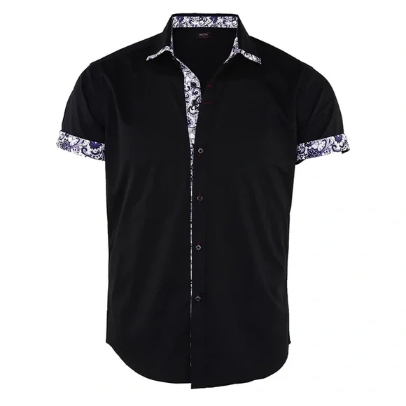 Men’s Black Short Sleeve Button Up Shirt NWT!