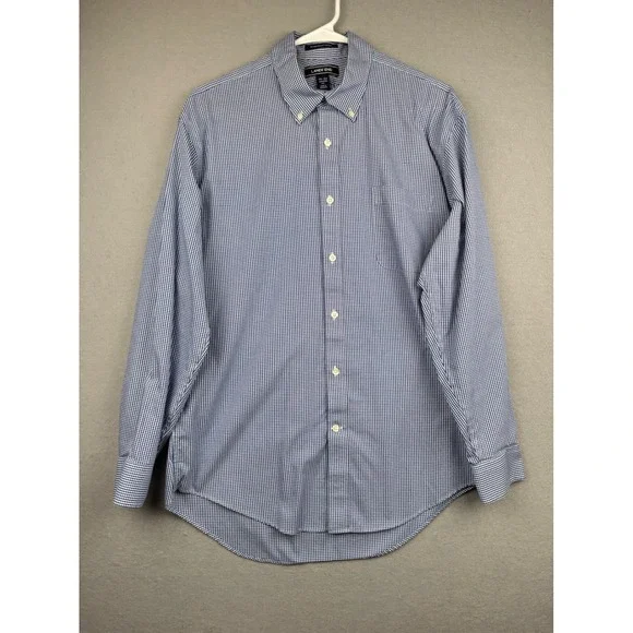Lands End Supima Cotton Shirt Mens 16 33 Tailored Fit Gingham