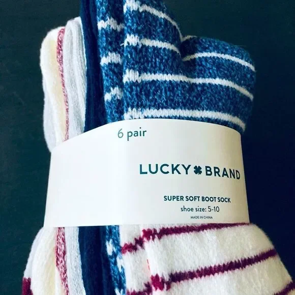 NWT Lucky Brand 6-pk Super Soft Boot Socks